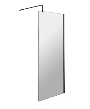 Image of Nuie 700mm Wetroom Screen With Support Bar - Matt Black