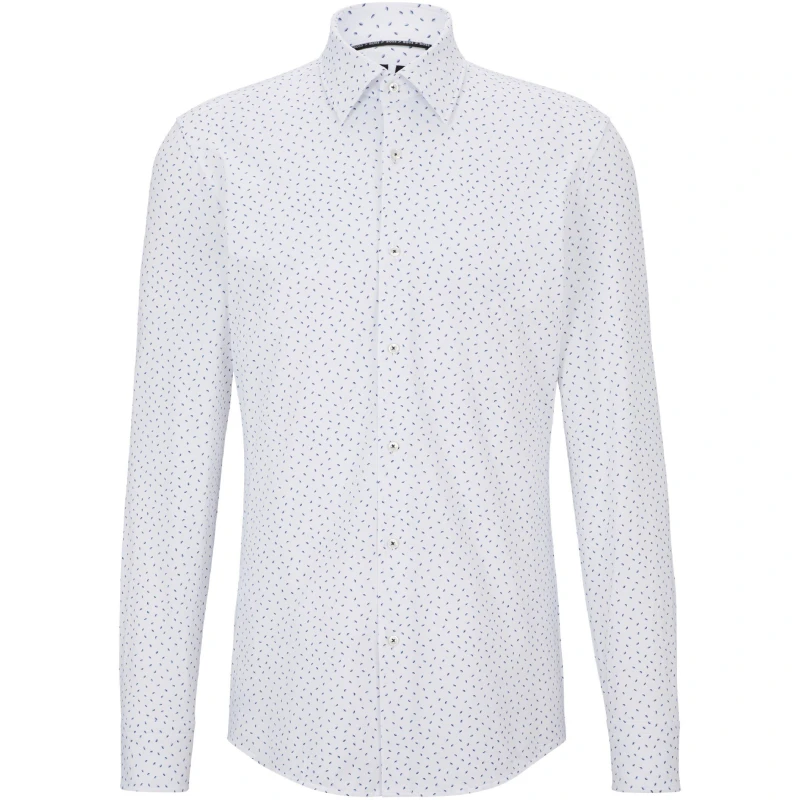 Image of Boss Mens P Hank Kent C Plain Long-Sleeve Shirt White male 15 inch