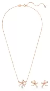 Image of Swarovski 5661680 Volta Bow Necklace and Earrings Set Rose Jewellery