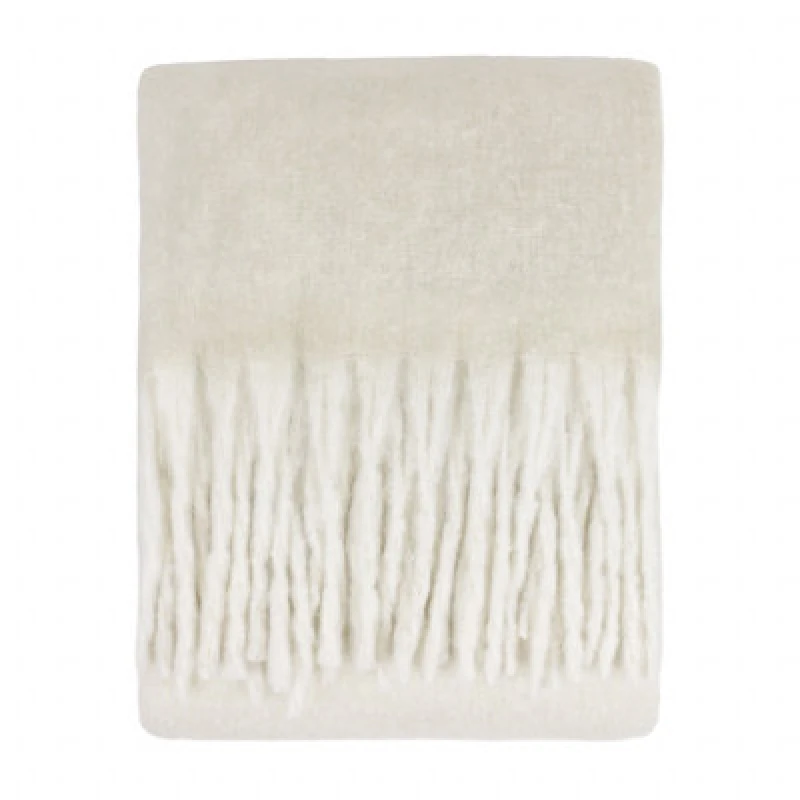 Image of Furn Furn Cozy Woven Tasselled Throw in Ecru Size: 140cm x 180cm Ecru 140cm x 180cm Unisex 5025532364784