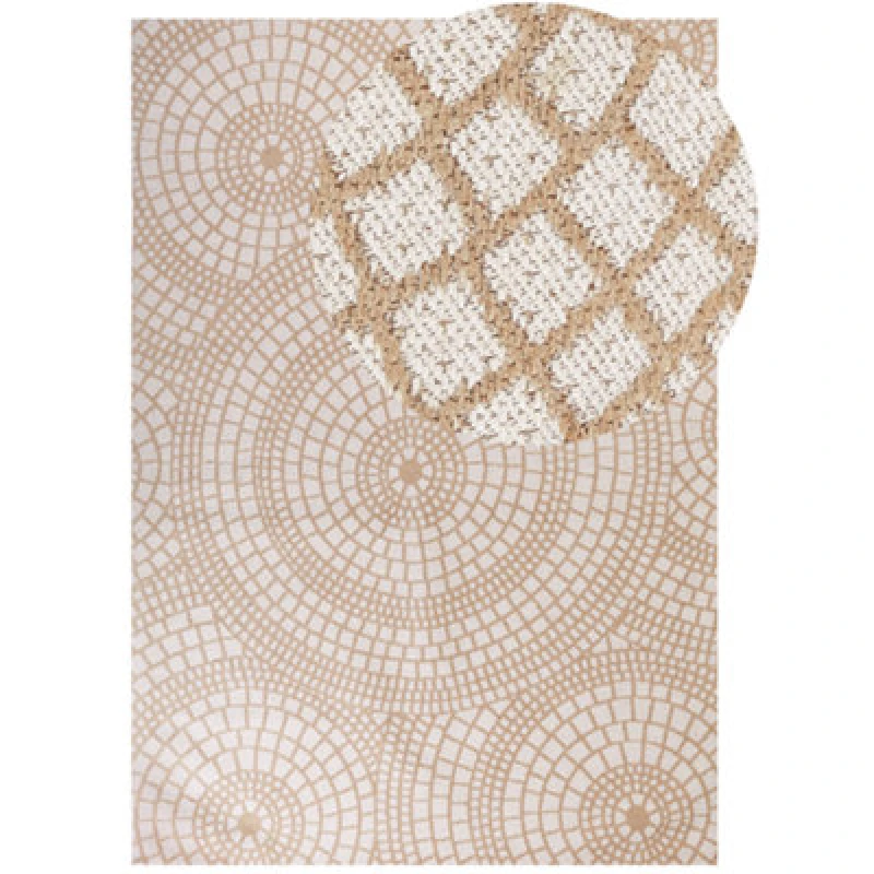 Image of Beliani Rug Ariba White Beige 160 X 230 Cm Jute