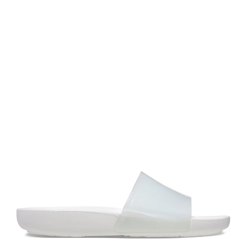 Image of Crocs Womens Glossy Pool Sliders White female 6 (38-39)