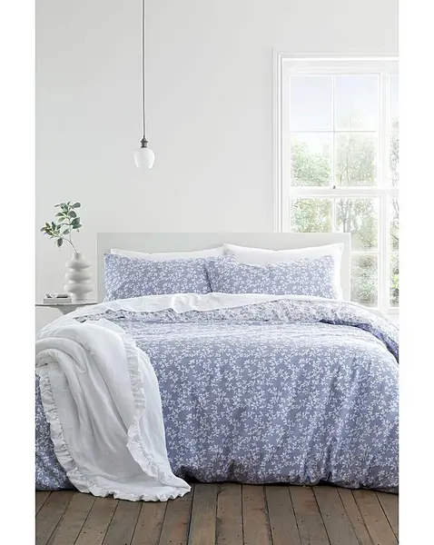 Image of Bianca Bianca Shadow Leaves Duvet Set Blue KING PO51603