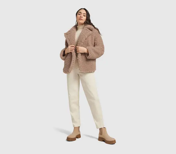 Image of UGG Gertrude Short Teddy Coat Putty, S