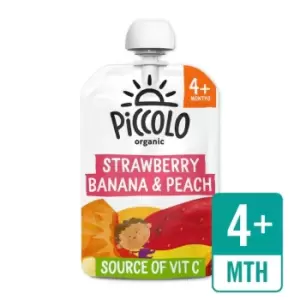 Image of Piccolo Strawberry, Banana & Peach Organic Pouch, 4 Mths+, 100g