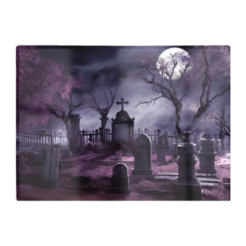 Image of Warren Reed Designer Witchs Moonlit Cemetery Design Glass Chopping Board