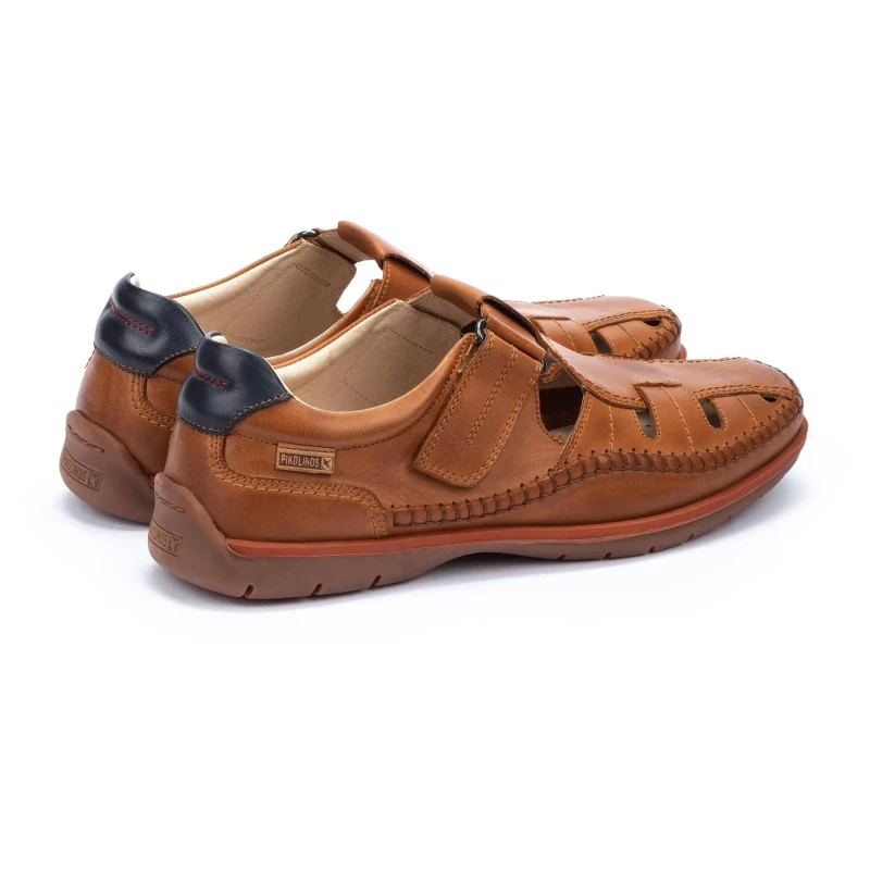 Image of Pikolinos Marbella M9A-0051 Leather Mens Hook and loop Sandals - Brandy - Size:UK 7-7.5