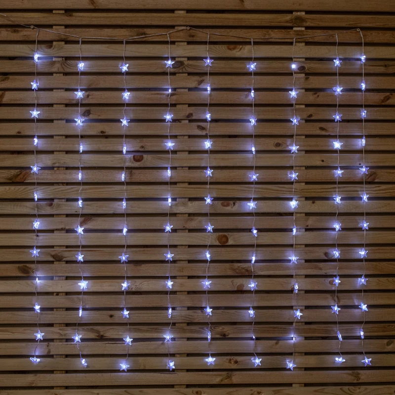 Image of 1.2 x 1.2m Light up Christmas Star Curtain Lights with 108 White LEDs