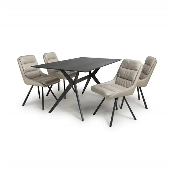 Image of Shankar Timor 1.6m Black & 4 Arnhem Cream Dining Set - Black 9016075