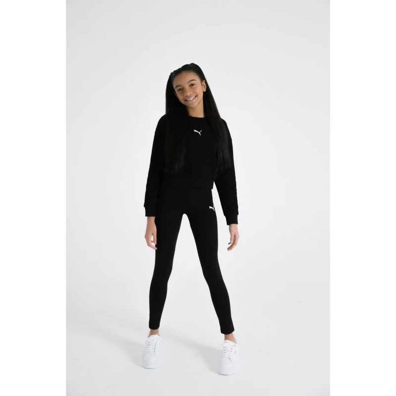 Image of Puma Crew Sweater Leggings Set Junior Girls - Black S