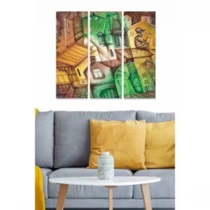 Image of MDF252601360 Multicolor Decorative MDF Painting (3 Pieces)