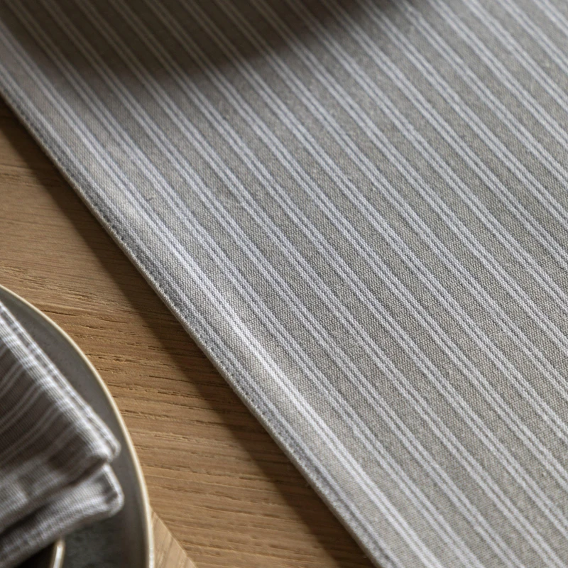 Image of Gallery Interiors Woven Striped Table Runner Grey - 180cm