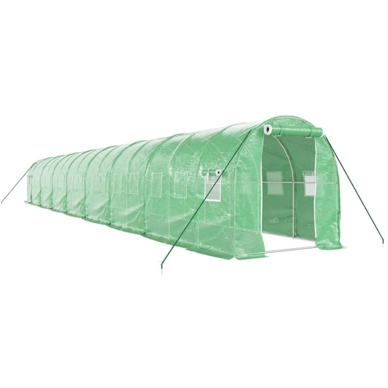 Image of vidaXL Greenhouse with Steel Frame Green 32 m 16x2x2 m, Green 3188023