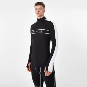 Image of Jack Wills Ski Base Layer Zip Up Top - Black