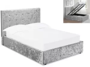 Image of LPD Rimini 4ft6 Double Silver Crushed Velvet Glitz Upholstered Fabric Ottoman Bed Frame