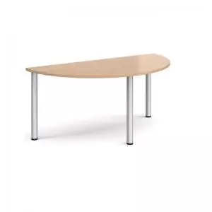 Image of Semi circular silver radial leg meeting table 1600mm x 800mm - beech