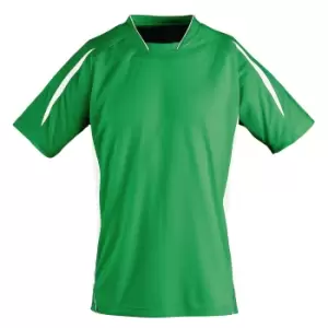 Image of SOLS Childrens/Kids Maracana 2 Short Sleeve Football T-Shirt (8 Years) (Bright Green/White)