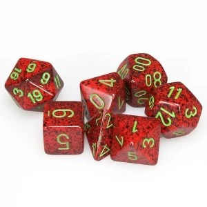 Image of Chessex Speckled Poly 7 Dice Set: Strawberry