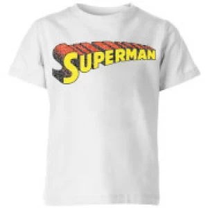 Image of DC Superman Telescopic Crackle Logo Kids T-Shirt - White - 9-10 Years