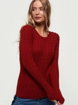 Image of Superdry Croyde Cable Knitted Jumper - Rust, Rust, Size 8, Women
