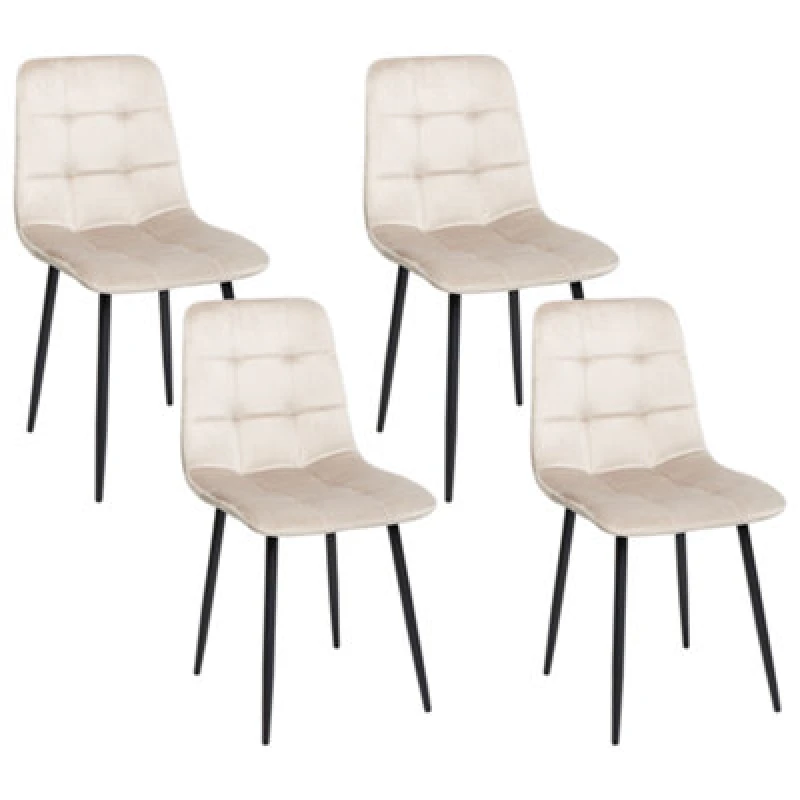 Image of Beliani Set Of 4 Dining Chairs Powell Velvet Beige