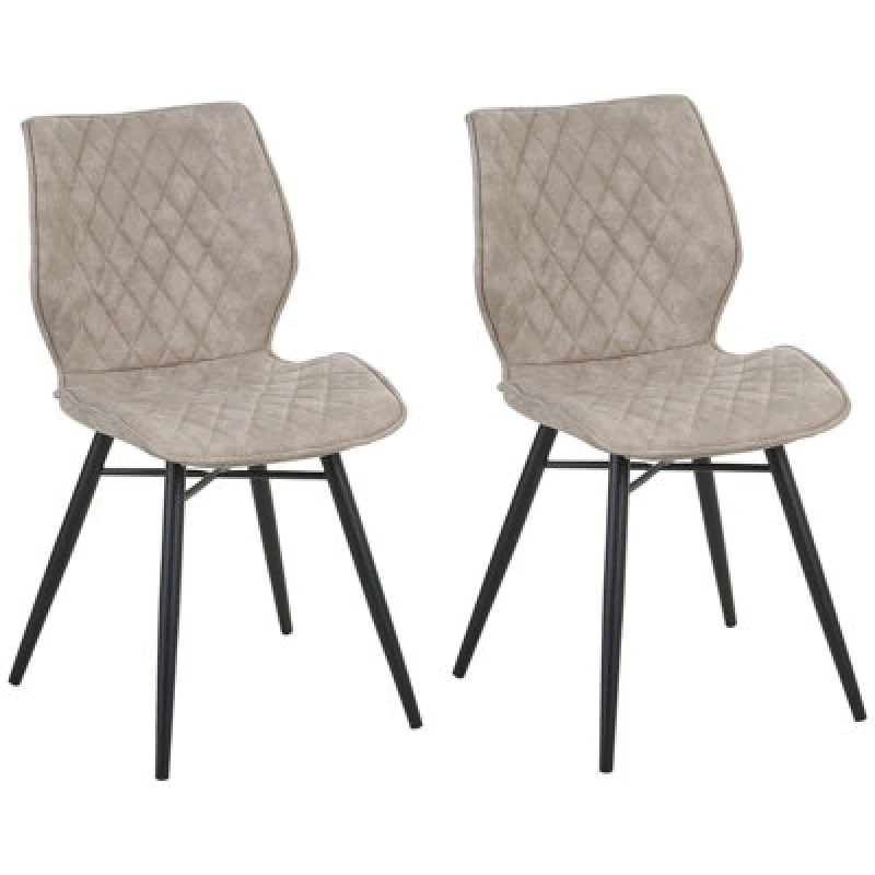Image of Beliani Set Of 2 Dining Chairs Lisle Beige