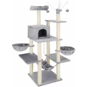 Image of Tectake - Cat tree scratching post Lilou - cat scratching post, cat tower, scratching post - grey