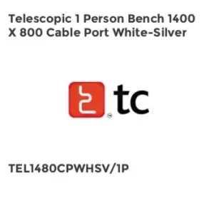 Image of TC Group Telescopic 1 Person Bench 1400 x 800 Cable Port White-Silver