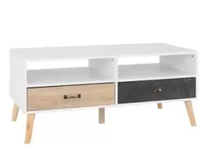 Image of Seconique Nordic White and Oak 2 Drawer Coffee Table