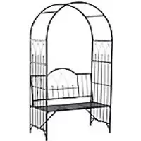 Image of Outsunny Metal Frame Bench W/Arch, 115Lx59Wx203H cm-Black