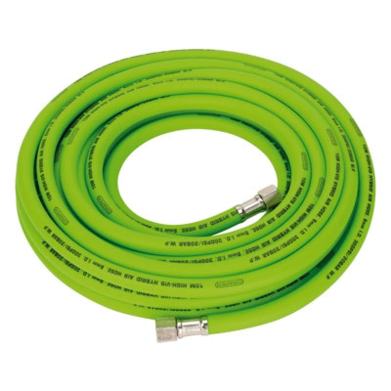 Image of Draper High Visibility Hybrid Air Hose 10M X 8mm 1/4" Bsp Green Durable