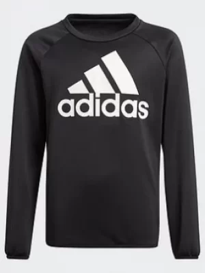 Image of adidas Designed To Move Big Logo Sweatshirt, Black/White, Size 6-7 Years