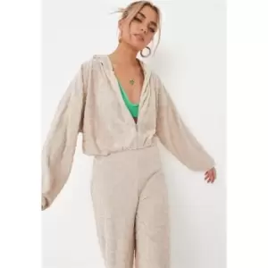 Image of Missguided Towelling Floral Zip Through - Neutral