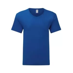 Image of Fruit Of The Loom Mens Iconic 150 V Neck T-Shirt (M) (Royal Blue)