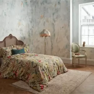Image of Morton Floral Printed Cotton Sateen Piped Duvet Cover Set Chintz, Chintz / Double