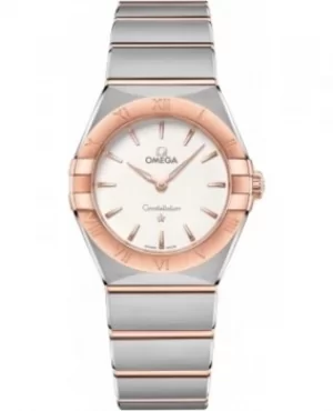 Image of Omega Constellation Manhattan Quartz 28mm Silver Dial Rose Gold and Stainless Steel Womens Watch 131.20.28.60.02.001 131.20.28.60.02.001