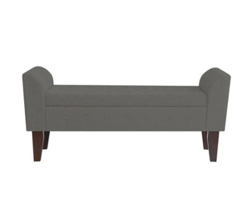 Image of Luxury Living Boucle Chaise Longue Storage Bench - Grey