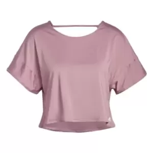 Image of adidas Studio Backless Tee Womens - Magic Mauve / White