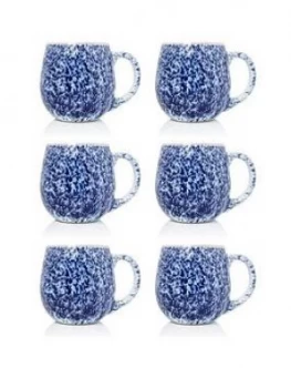 Image of Sabichi Set Of 6 Blue Reactive Stoneware Mugs