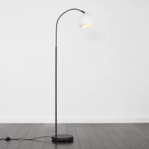 Image of Curva Dark Grey Floor Lamp with White Arco Shade