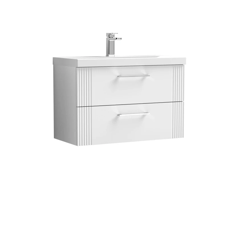 Image of Balterley 2 Drawer Wall Hung Vanity Unit ThinEdge Basin White 800mm White