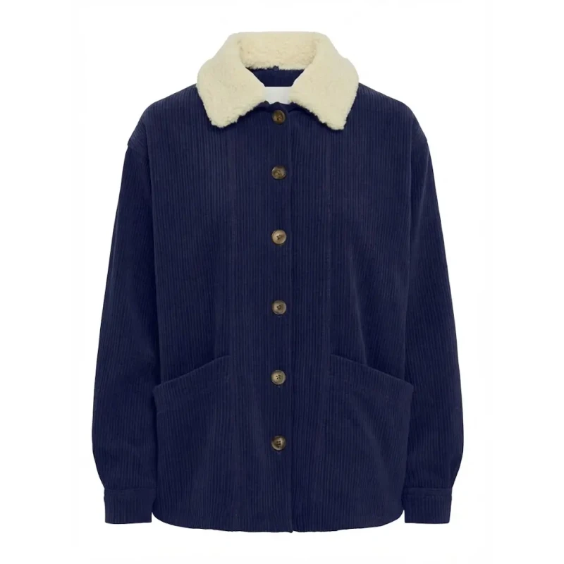 Image of Ichi Woman's shirt Ichi Kate Corduroy Bleu Female XS