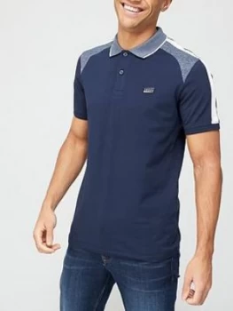 Image of Jack & Jones Thomas Colour Block Polo Shirt - Navy Blazer