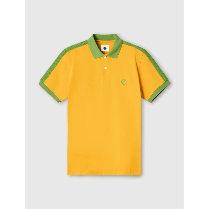 Image of Pretty Green Mens PG Denton Short-Sleeve Polo Shirt Yellow male Small