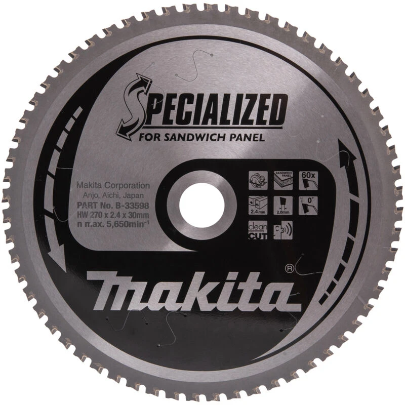 Image of Makita SPECIALIZED Circular Saw Blade for Sandwich Panel Cutting B-33598 Diameter: 270mm