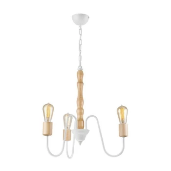Image of Lamkur Lighting - Norah Industrial Multi Arm Pendant Ceiling Light White, 3x E27