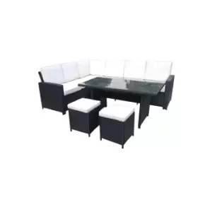 Image of BERLIN BLACK 1pc Three Seater Corner Sofa, 1pc Three Seater One Arm Sofa, 1pc Table, 2pcs Footrest