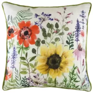 Image of Wild Flowers Emma Square Cushion Multicolour, Multicolour / 43 x 43cm / Polyester Filled