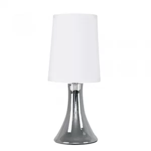 Image of Small Trumpet Touch Table Lamp in Chrome with White Shade