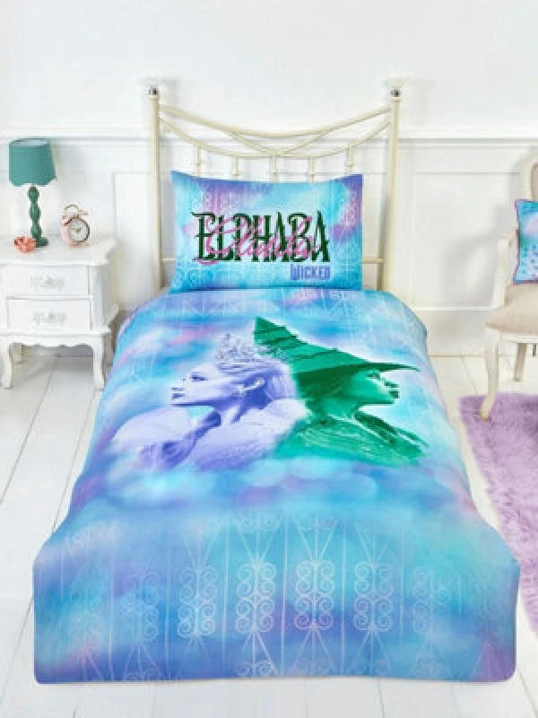 Image of Wicked Glinda And Elphaba Single Duvet Cover And Pillowcase Set